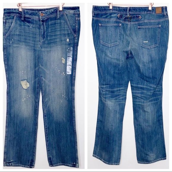 American Eagle Outfitters Denim - AE AMERICAN EAGLE NWT Boy Fit Wide Leg Paint Splatter Denim Jean Size 16 Long